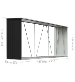 Abri de stockage à bois Acier galvanisé 330x84x152cm Anthracite