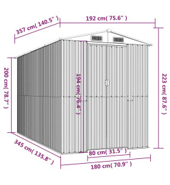 Abri de jardin Anthracite 192x357x223 cm Acier galvanisé