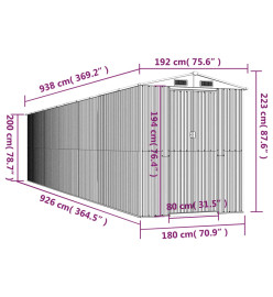 Abri de jardin Anthracite 192x938x223 cm Acier galvanisé