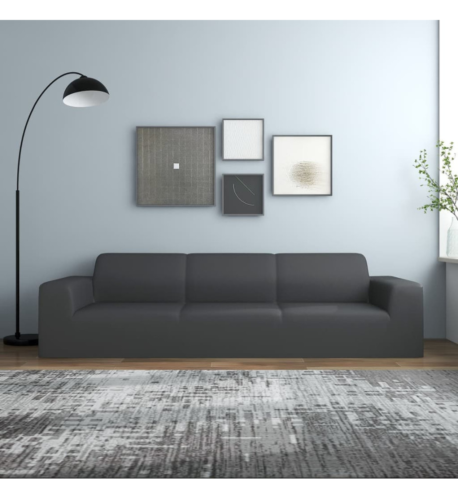 Housse extensible canapé 4places Anthracite Jersey de polyester Housse extensible canapé 4places Anthracite Jersey de polyester