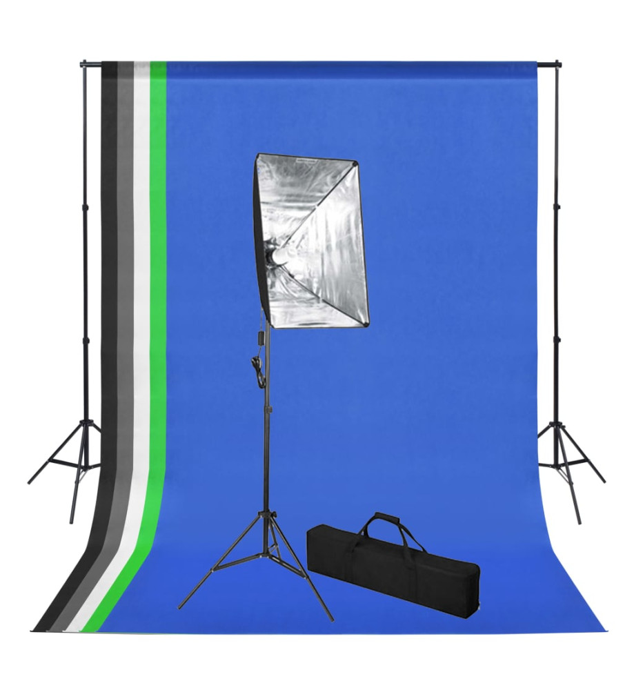 Kit de studio photo avec toile de fond et boîte à lumière