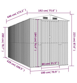 Abri de jardin Vert 192x440x223 cm Acier galvanisé