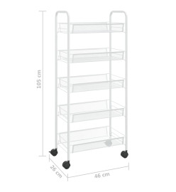 Chariot de cuisine à 5 niveaux Blanc 46x26x105 cm Fer