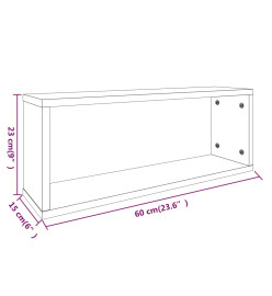 Étagères murales cube 2 pcs Sonoma gris 60x15x23 cm Bois