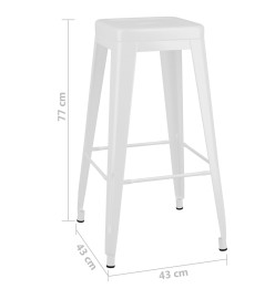 Tabourets de bar empilables lot de 2 blanc Métal