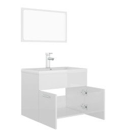 Ensemble de meubles de salle de bain Blanc brillant Aggloméré