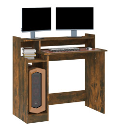 Bureau et lumières LED Chêne fumé 97x45x90 cm Bois d'ingénierie