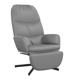 Chaise de relaxation avec tabouret Gris Similicuir