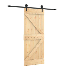 Porte coulissante et kit de quincaillerie 85x210 cm pin massif