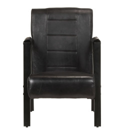 Fauteuil 60x80x87 cm Noir Cuir de chèvre véritable