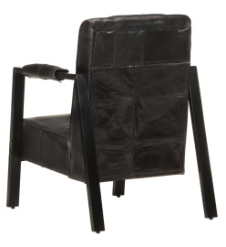 Fauteuil 60x80x87 cm Noir Cuir de chèvre véritable