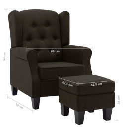 Fauteuil avec repose-pied Marron foncé Tissu