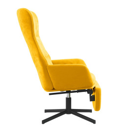 Chaise de relaxation avec repose-pied Jaune moutarde Velours