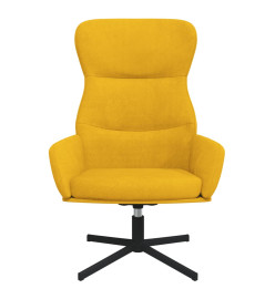 Chaise de relaxation avec tabouret Jaune moutarde Velours