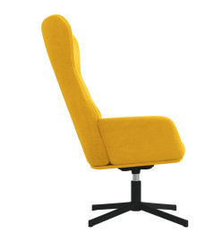 Chaise de relaxation avec tabouret Jaune moutarde Velours