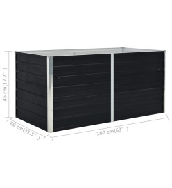 Jardinière 160 x 80 x 45 cm Acier galvanisé Anthracite
