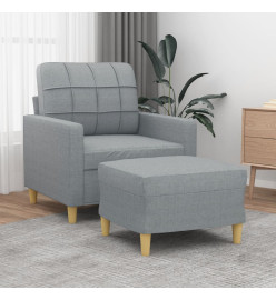 Fauteuil avec repose-pied Gris clair 60 cm Tissu