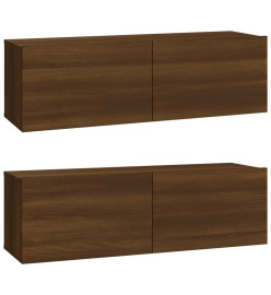 Meubles TV 2 pcs Chêne marron 100x30x30 cm Bois d'ingénierie