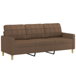 Canapé à 3 places avec repose-pieds Marron 180 cm Tissu