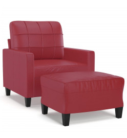 Fauteuil avec repose-pied Rouge bordeaux 60 cm Similicuir