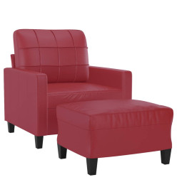 Fauteuil avec repose-pied Rouge bordeaux 60 cm Similicuir