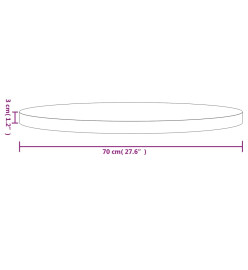 Dessus de table rond blanc Ø70x3 cm bois de pin massif