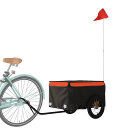 Remorque pour vélo noir et orange 30 kg fer