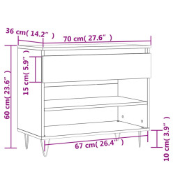 Armoire à chaussure Blanc brillant 70x36x60 cm Bois ingénierie