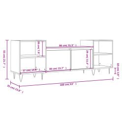 Meuble TV Blanc brillant 160x35x55 cm Bois d'ingénierie