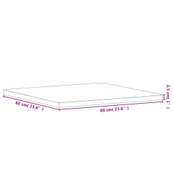 Dessus de table 60x60x2,5 cm carré bois massif de hêtre