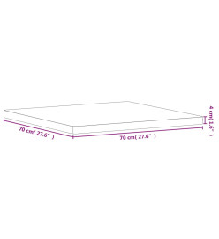 Dessus de table 70x70x4 cm carré bois massif de hêtre