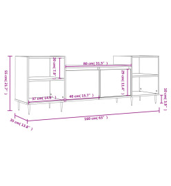 Meuble TV Chêne fumé 160x35x55 cm Bois d'ingénierie