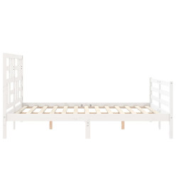 Cadre de lit avec tête de lit blanc 160x200 cm bois massif