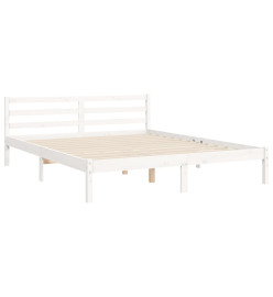 Cadre de lit avec tête de lit blanc 160x200 cm bois massif
