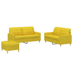 Ensemble de canapés 3 pcs avec coussins Jaune clair Tissu