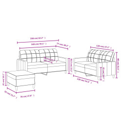 Ensemble de canapés 3 pcs avec coussins Jaune clair Tissu