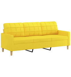 Canapé à 3 places avec repose-pieds Jaune clair 180 cm Tissu