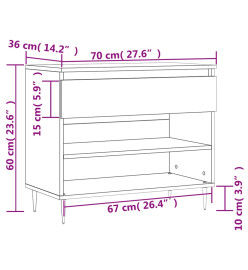 Armoire à chaussures Chêne sonoma 70x36x60 cm Bois d'ingénierie