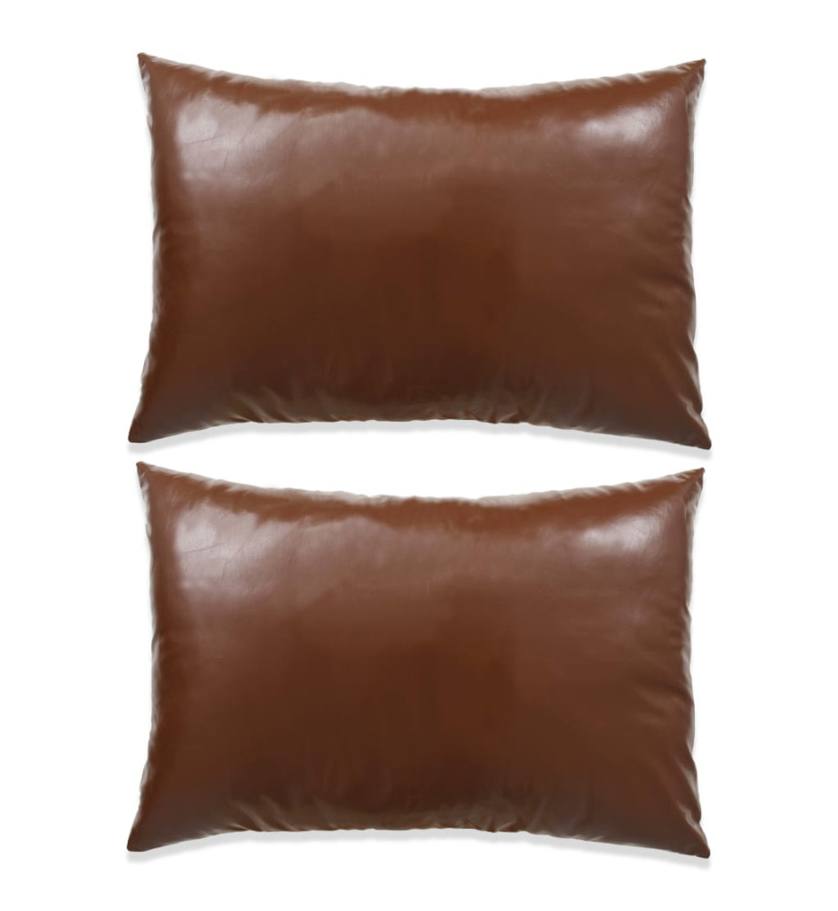 Jeu de coussin 2 pcs PU 40 x 60 cm Marron