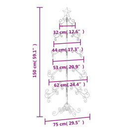 Arbre de Noël en métal pour décoration noir 150 cm