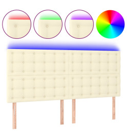 Tête de lit à LED Crème 160x5x118/128 cm Similicuir