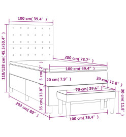 Lit à sommier tapissier avec matelas Noir 100x200 cm Tissu