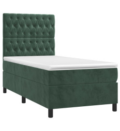 Lit à sommier tapissier et matelas Vert foncé 80x200 cm Velours