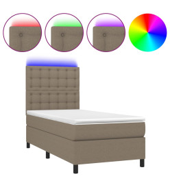 Sommier tapissier avec matelas et LED Taupe 80x200cm Tissu