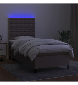 Sommier tapissier avec matelas et LED Taupe 80x200cm Tissu