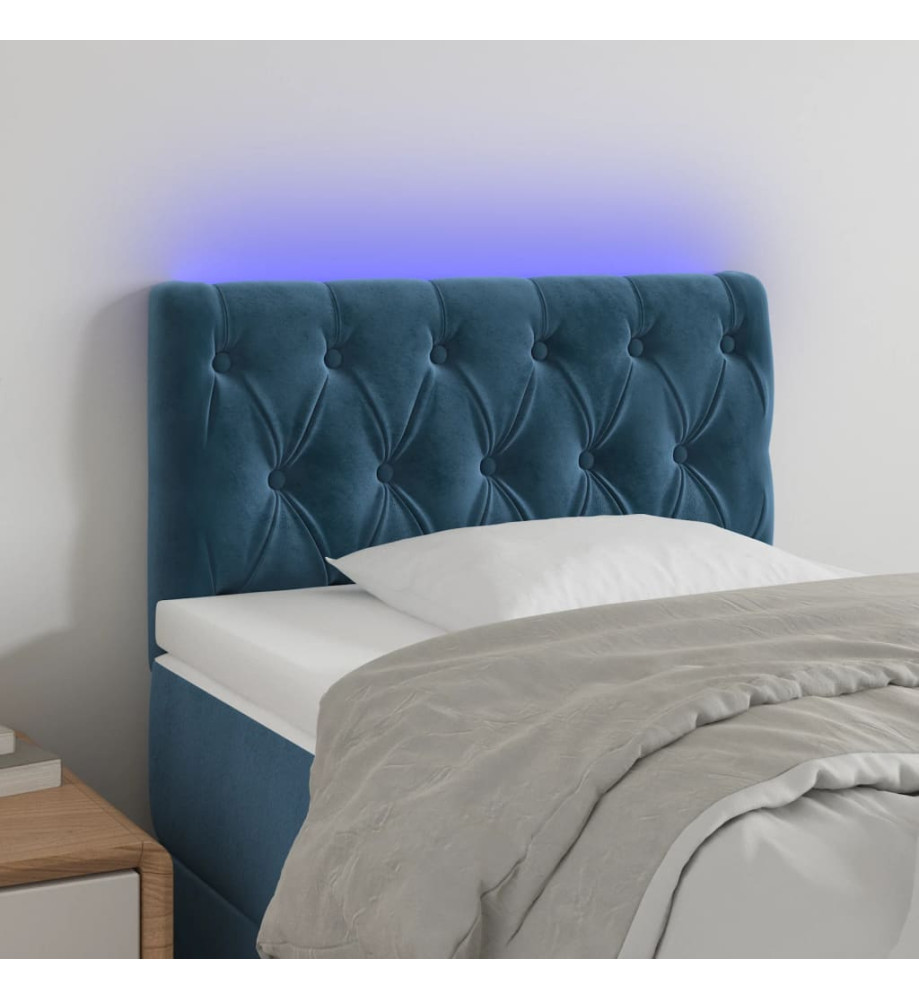 Tête de lit à LED Bleu foncé 80x7x78/88 cm Velours Tête de lit à LED Bleu foncé 80x7x78/88 cm Velours