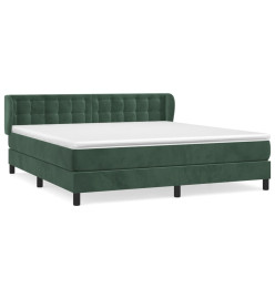 Lit à sommier tapissier et matelas Vert foncé 180x200cm Velours