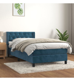 Lit à sommier tapissier et matelas Bleu foncé 80x200 cm Velours
