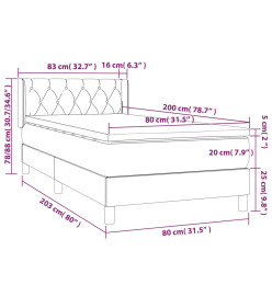 Lit à sommier tapissier et matelas Bleu foncé 80x200 cm Velours