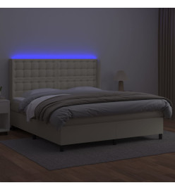 Sommier tapissier et matelas et LED Crème 180x200 cm Similicuir